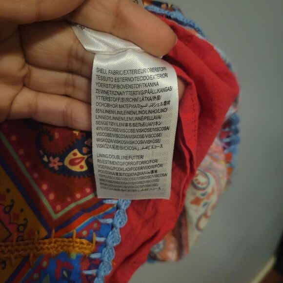 FARM RIO Red Patchwork Bandana Sleeveless Embroidered Mini Dress Women's Medium - Picture 7 of 15